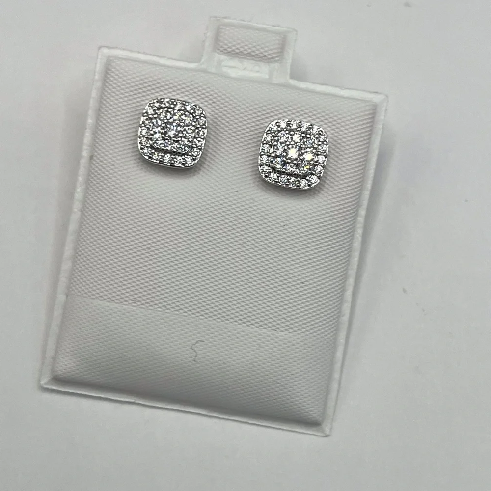 925 Sterling Silver 0.90CT MOISSANITE Square Stud Push Back Earrings